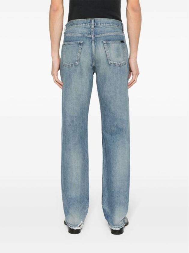 Cotton Straight Leg Jeans Blue - SAINT LAURENT - BALAAN 6