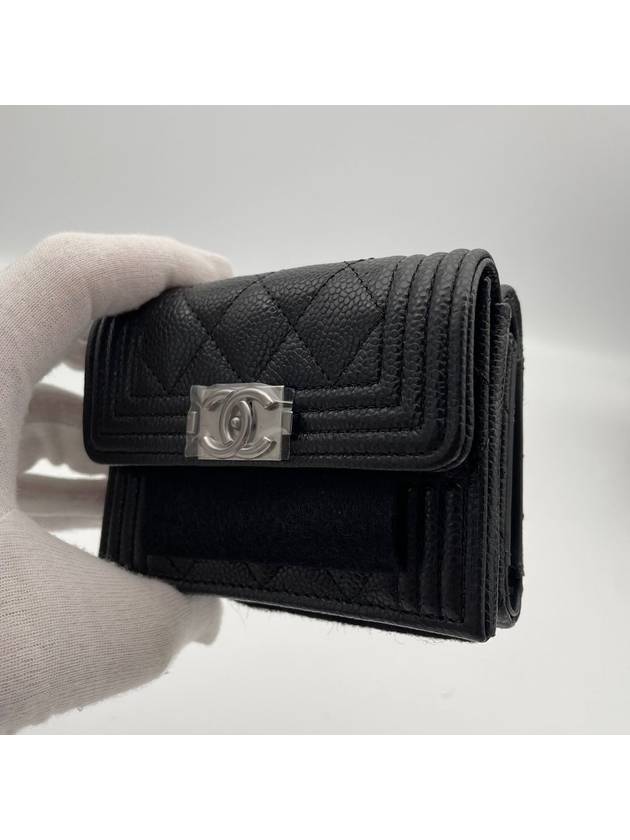 Boy snap 3 stage bi fold wallet caviar black silver engraving A84432 - CHANEL - BALAAN 9