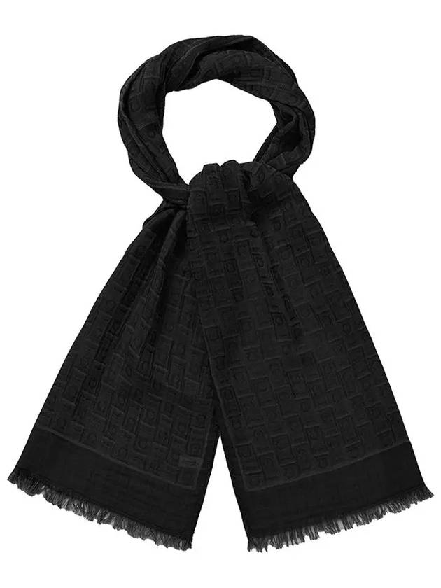 Gancini Monogram Print Stole Scarf Black - SALVATORE FERRAGAMO - BALAAN 2