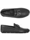 V logo signature leather loafers black - VALENTINO - BALAAN.