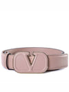 Signature V Logo Leather Belt Pink - VALENTINO - BALAAN 3