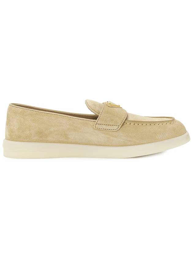 Triangle Logo Suede Leather Loafers Beige - PRADA - BALAAN 5