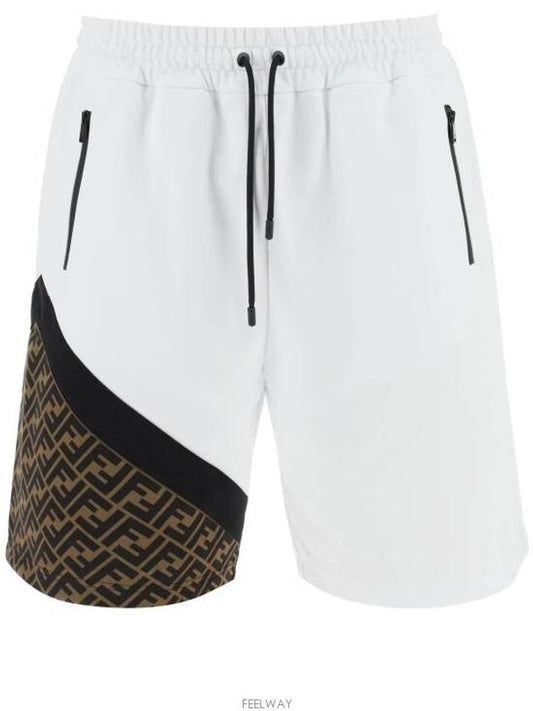 Bermuda Elastic Drawstring Waist Shorts White Black - FENDI - BALAAN 2