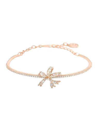 Hyperbola Bow Crystal Bangle Bracelet Rose Gold - SWAROVSKI - BALAAN 1