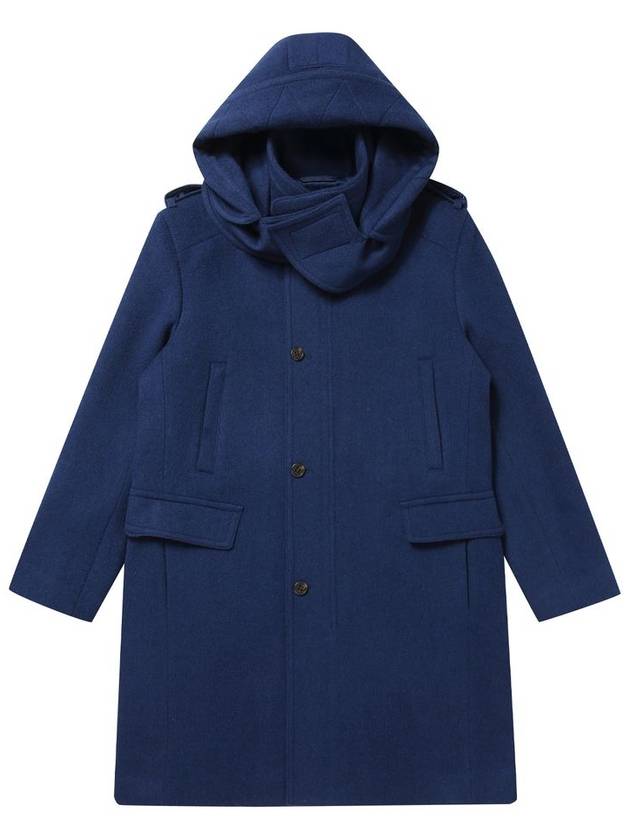 Men's Angora Blended Detachable Hooded Coat Blue SW23ICCO04BL - SOLEW - BALAAN 1