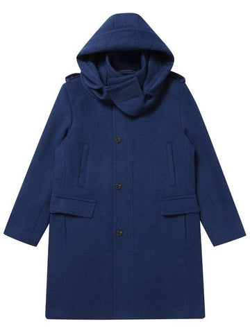 Men's Angora Blended Detachable Hooded Coat Blue SW23ICCO04BL - SOLEW - BALAAN 1