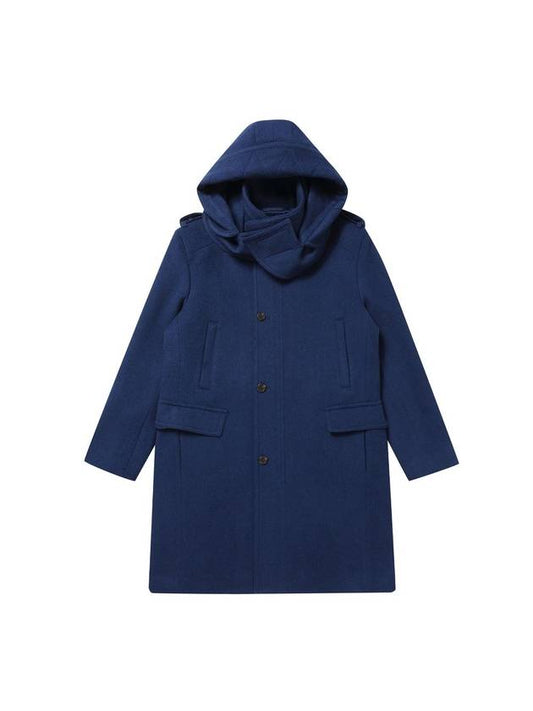 Men's Angora Blended Detachable Hooded Coat Blue SW23ICCO04BL - SOLEW - BALAAN 2