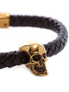 Men's Gold Skull Bracelet Black - ALEXANDER MCQUEEN - BALAAN.