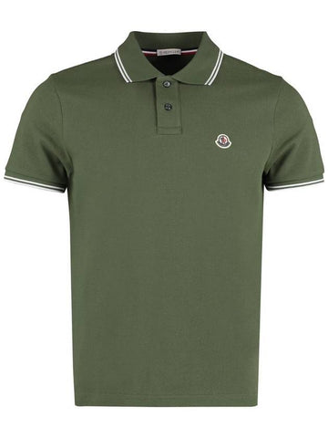 Men's Logo Patch Short Sleeve Polo Shirt Green - MONCLER - BALAAN 1