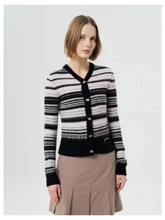 Wool stripe striped spring fall cardigan black domestic product GM0024093015499 - GANNI - BALAAN 1