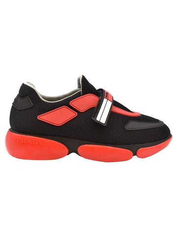 nylon low top sneakers black - PRADA - BALAAN 1