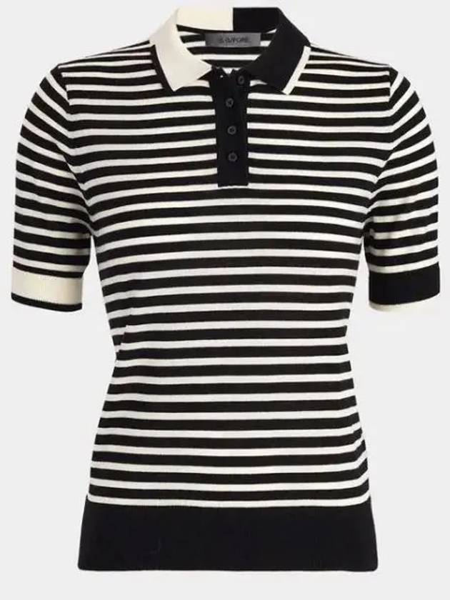 G FORE 24 CONTRAST STRIPE MERINO WOOL SS SWEATER POLO GLS000002 ONYX Women s Short Sleeve 1231567 - G/FORE - BALAAN 1