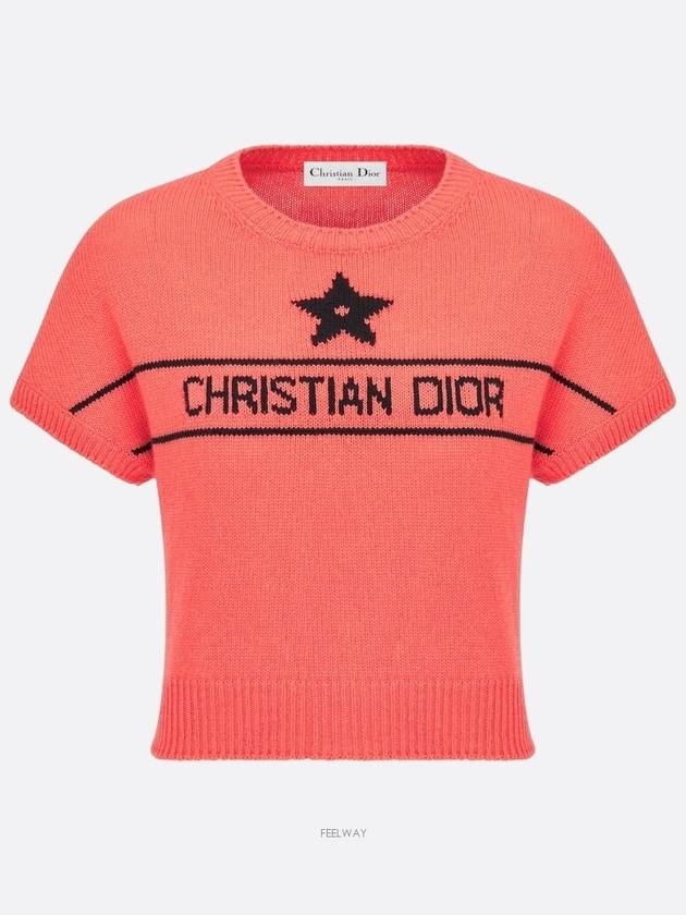 Dioriviera short sleeve sweater coral cashmere knit - DIOR - BALAAN 1