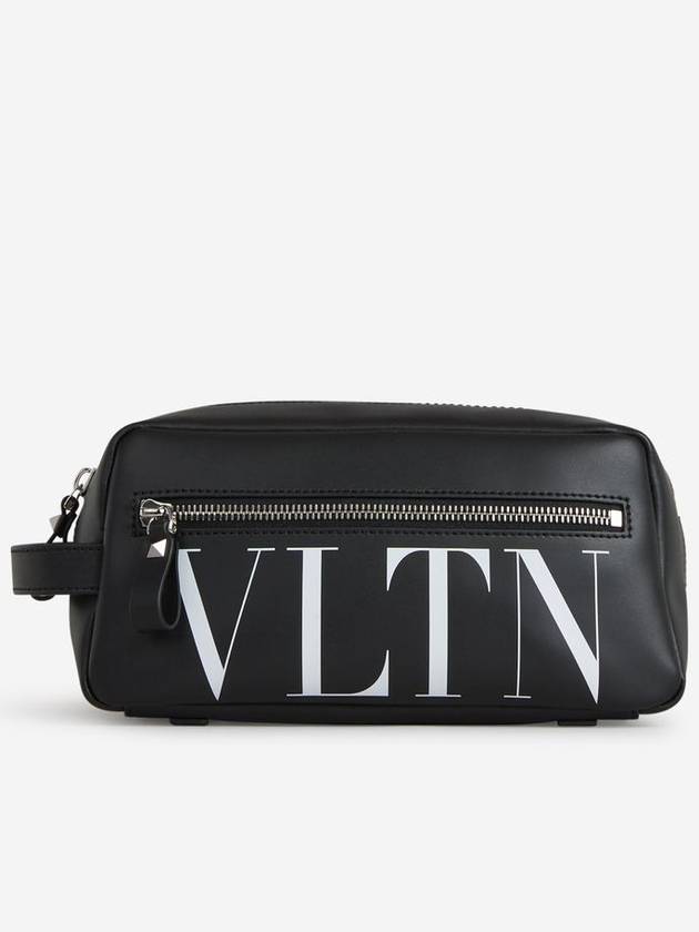 Logo Leather Toiletry Bag - VALENTINO - BALAAN 1