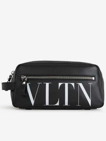 Logo Leather Toiletry Bag - VALENTINO - BALAAN 1