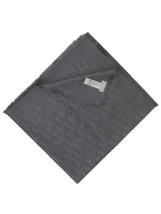 Oblique Stole Wool Silk Blend Scarf Grey - DIOR - BALAAN 2