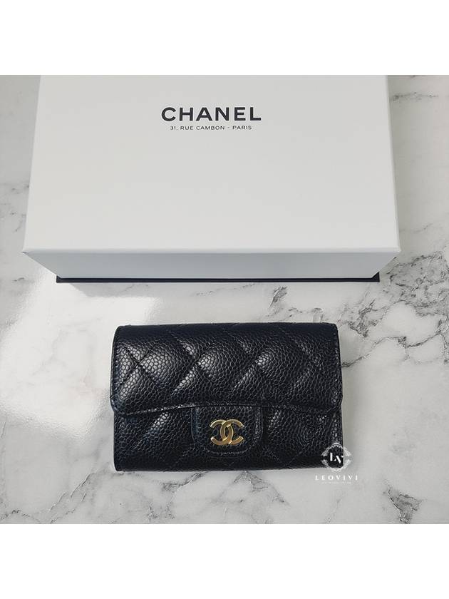 Classic Grained Calfskin Card Wallet Black - CHANEL - BALAAN 6