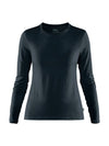 Women's Abisko Wool Long Sleeve Knit Top Dark Navy - FJALL RAVEN - BALAAN 1