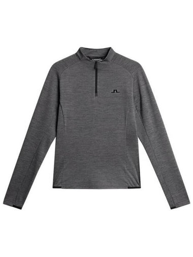 Steffi Mid Layer Quarter Zipper Long Sleeve T-Shirt Dark Grey Melange - J.LINDEBERG - BALAAN 1