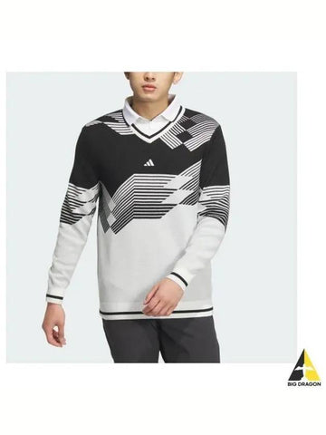 adidas GOLF knit V neck long sleeve pullover sweater IM7244 - ADIDAS GOLF - BALAAN 1