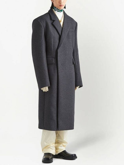 22FW Men's Anthracite Gray Double Breasted Wool Coat UC474N180 Gray BPG - PRADA - BALAAN 2