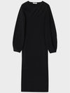 Draped Layered Knit Long Dress Black - NOIRER FOR WOMEN - BALAAN 3