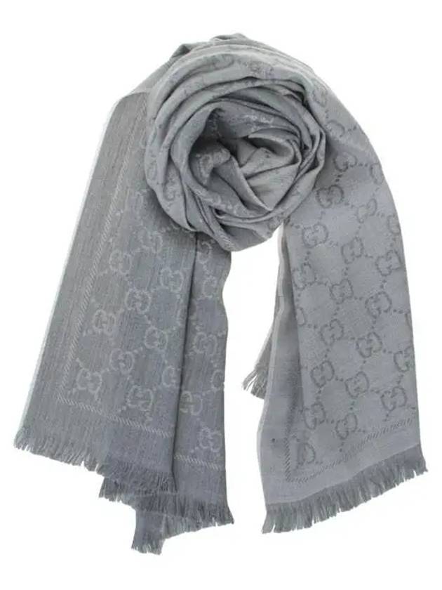 GG Jacquard Pattern Knit Muffler Grey - GUCCI - BALAAN 3