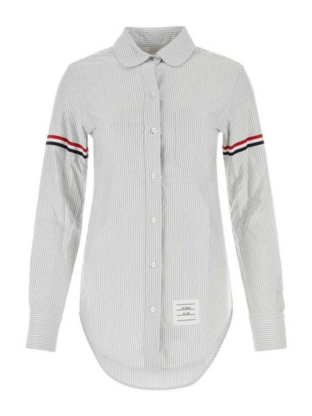 Women's Armband University Striped Oxford Shirt Medium Grey - THOM BROWNE - BALAAN 2