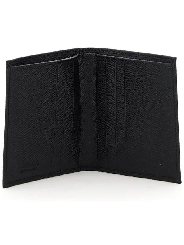 Triangular Logo Saffiano Half Wallet Black - PRADA - BALAAN 4