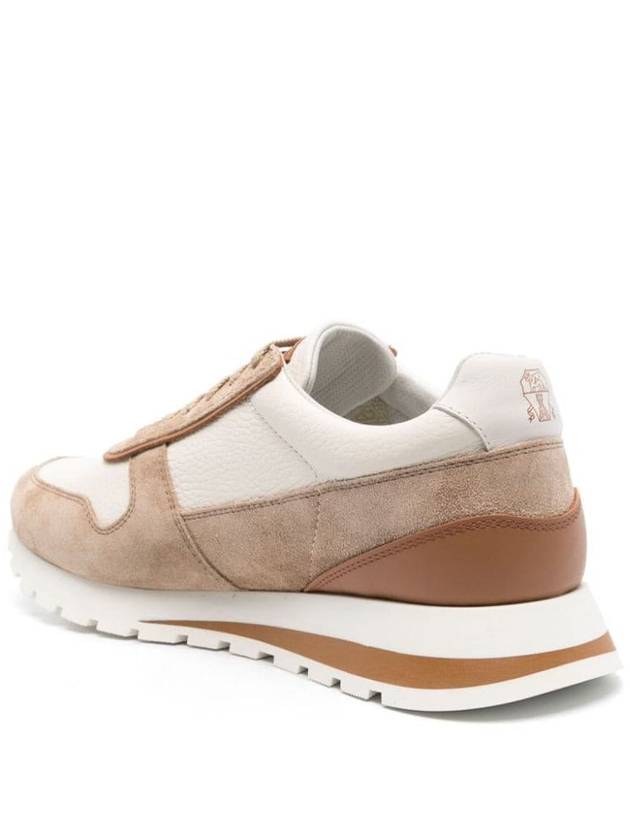 Suede Leather Low Top Sneakers Beige - BRUNELLO CUCINELLI - BALAAN 4