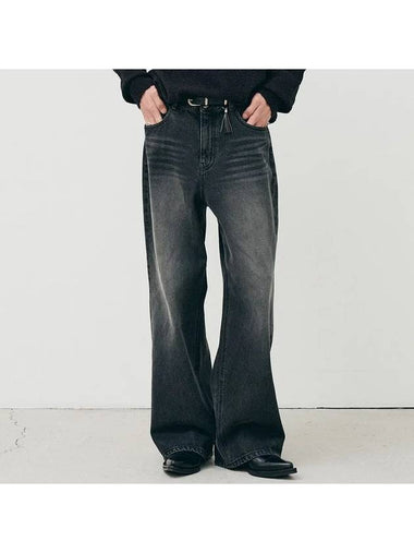 Classic Wide Denim Pants Grey - NOIRER - BALAAN 1