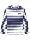 Double Heart Wappen Stripe Long Sleeve T-Shirt Navy - COMME DES GARCONS PLAY - BALAAN 1