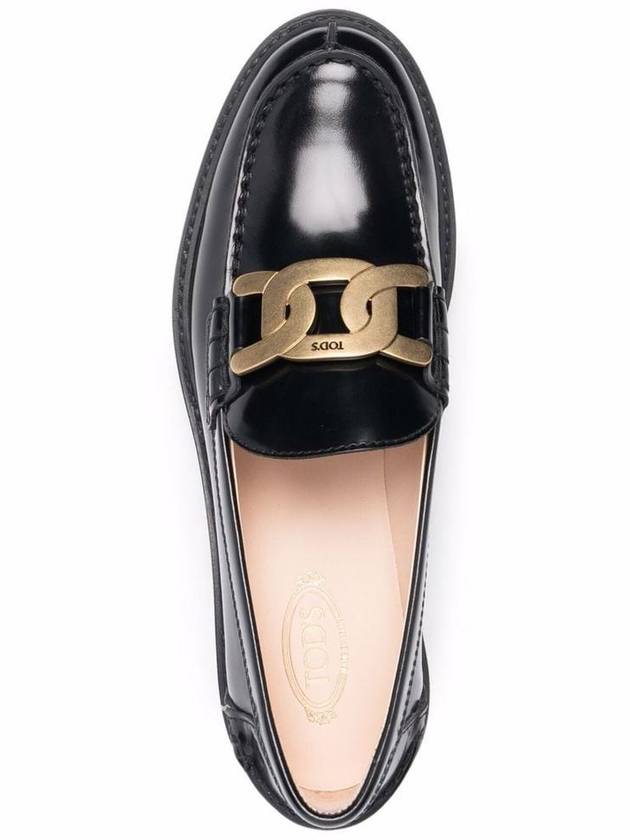 Brushed Leather Chain Loafers Black - TOD'S - BALAAN 3