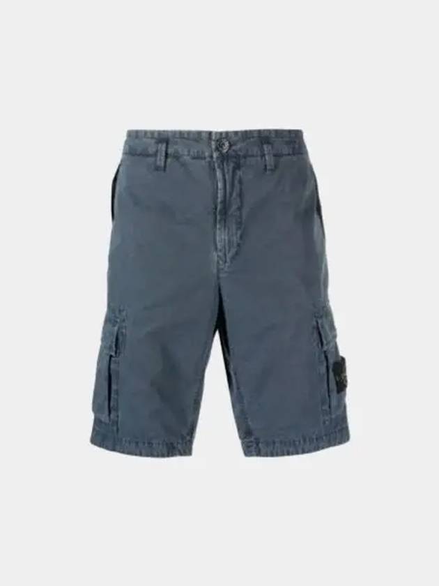 Men's Wappen Patch Pocket Bermuda Cargo Shorts Navy - STONE ISLAND - BALAAN 2