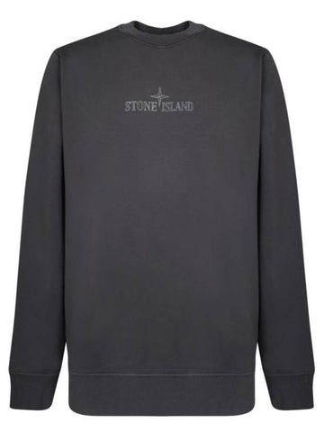 Cotton Fleece Crew Neck Sweatshirt Dark Grey - STONE ISLAND - BALAAN 1