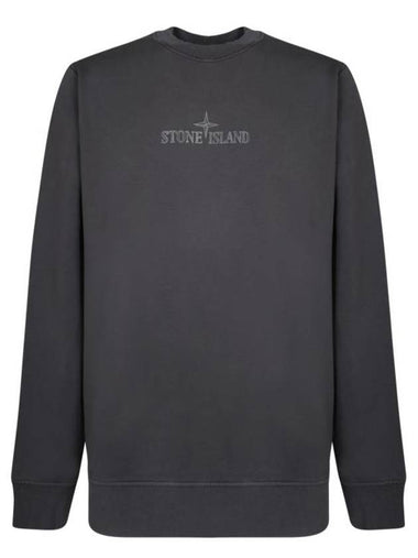 Cotton Fleece Crew Neck Sweatshirt Dark Grey - STONE ISLAND - BALAAN 1