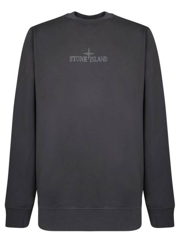 Cotton Fleece Crew Neck Sweatshirt Dark Grey - STONE ISLAND - BALAAN 1