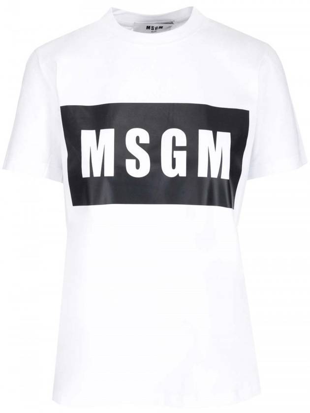 Women's Box Logo Short Sleeve T-Shirt White - MSGM - 1