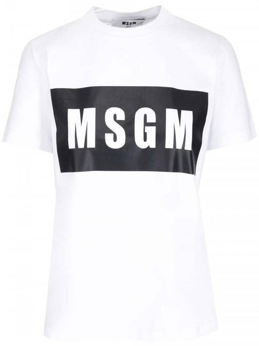 Women's Box Logo Short Sleeve T-Shirt White - MSGM - BALAAN 1