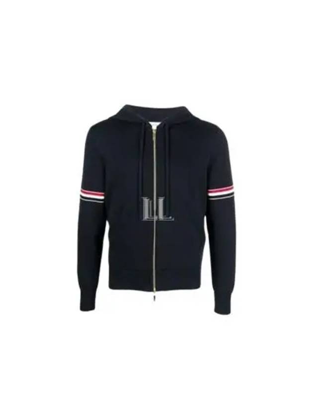 Cotton Milano Armband Zip Up Hoodie Navy - THOM BROWNE - BALAAN 2