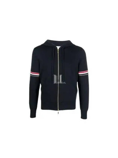 Cotton Milano Armband Zip Up Hoodie Navy - THOM BROWNE - BALAAN 2