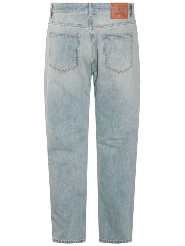 Men's Embossed Logo Signature Denim Jeans Blue - VALENTINO - BALAAN 4