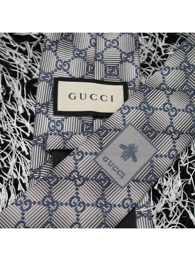 GG Pattern Slim Silk Tie Light Grey - GUCCI - BALAAN 5