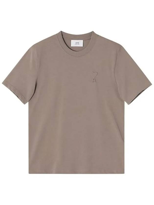 Small Heart Logo Short Sleeve T-Shirt Brown - AMI - BALAAN 5