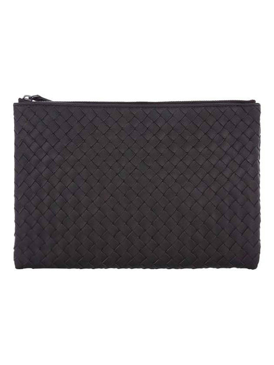 Intrecciato Clutch Bag Dark Brown - BOTTEGA VENETA - BALAAN 1