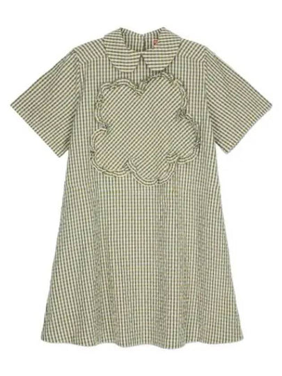 Gingham Baby Doll Cotton Midi Dress Green - KENZO - BALAAN 2