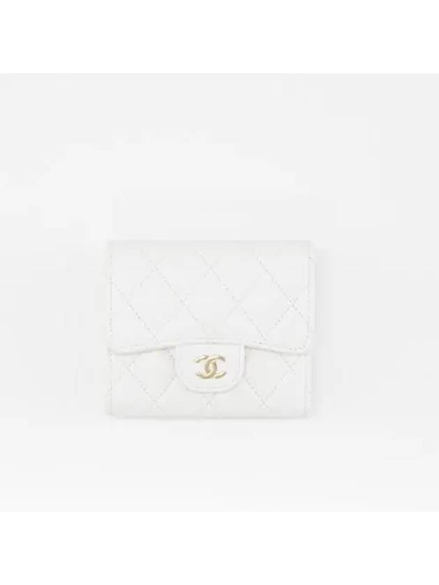 Classic Caviar Small Bicycle Wallet White Champagne Gold AP0229WH - CHANEL - BALAAN 1