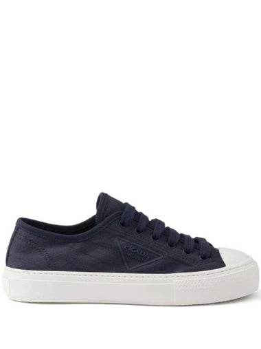 Triangle Logo Fabric Low Top Sneakers Navy - PRADA - BALAAN 1