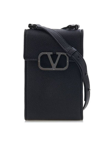 Men's Signature V Logo Phone Cross Bag Black - VALENTINO - BALAAN 1