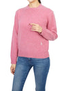 Embroidered Logo Crew Neck Wool Knit Top Pink - SPORTY & RICH - BALAAN 6